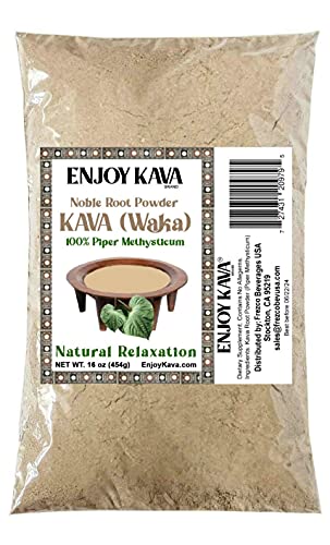 Enjoy Kavaâ„¢ - Kava Root Powder (1 LB/16 Oz) All Natural Stress Relief - Helps Body Relax to Improve Sleep - Kava (Piper methysticum) Happiness of Kava Kava Drink | EnjoyKava.com