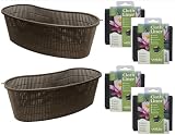 Kidney Shaped Plastic Plant Baskets 17", 2 Pack with 4 Fabric Basket Liners