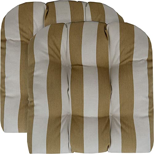 RSH DECOR: Tufted Wicker U-Shape Cushions Set of 2 | 19” x 19” | Sunbrella Performance Fabric | Water and Fade-Resistant | Outdoor Seat Cushions for Patio Furniture | Maxim Heather Beige