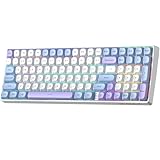 Aula S100 Pro Wireless Gaming Keyboard, BT5.0/2.4GHz/USB-C Hot Swappable Custom Mechanical Keyboard with Numpad, Creamy Thocky Sound, PORON Foam, Red Switch, 99 PBT Keycaps for PC/Tablet/PS/Xbox