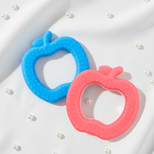 Image of MamaLaps Soft Silicone Baby Teether, Silicone BPA Free Teethers for Newborn Infant, Teething Toy for Babies with Textured Surface for Soothing Gums (Pack of 2, Apple)
