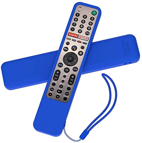Image of Oboe Sikai Silicone Case for Sony Smart Tv Voice Remote RMF-TX600U RMF-TX500E Shockproof Protective Remote Cover Skin-Friendly Anti-Dirt Anti-Slip Anti-Lost with Remote Loop (Blue)