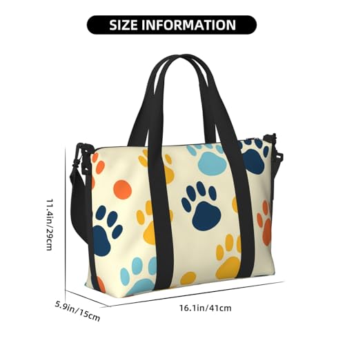 Cute Cat Paw Print Travel Duffel Bag Polka Dot Footprint Carry On Tote Bag for Women Large Shoulder Weekender Overnight Bag Sports Gym Bag4
