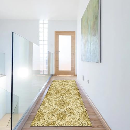 Alfombra de pasillo para cocina lavable estilo bohemio amarillo 80 x 120 cm 6