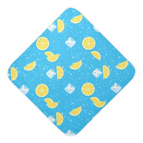 Kigai Baby Hooded Towel Absorbent Baby Bath Shower Towel with Hood for Newborn Boys Girls Babies Infant Toddler (Lemon Slices Ice Cubes 35 x 35 in)