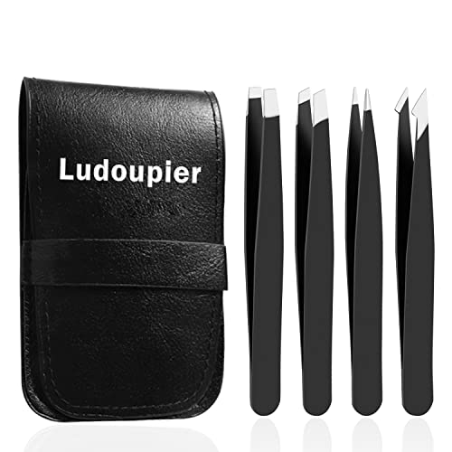 LUDOUPIER [4+1 Pieces] Tweezers Set...