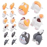 BCOATH 30pcs Cute Animal Thumb Tacks with Sharp Stainless Steel Tips Multi-Function Push Pins for Cork Boards and Bulletin Boards Decorative Cartoon Resin Pet Design for Home and Office