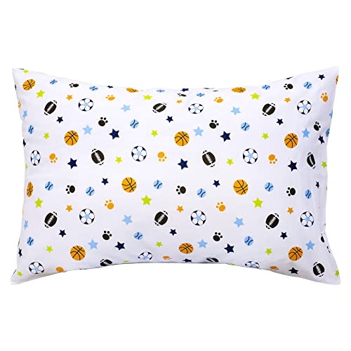 Image of UOMNY Sports Theme Toddler Boys Pillowcase - 2 Packs Standard Soccer Printed Kids Pillow Case - 13x18 Inch Basketball Nursery Bedding Pillowslip Travel Pillow Cover Football Infant Pillowcase