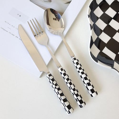 Checkered Pattern 12-Piece Flatware Set