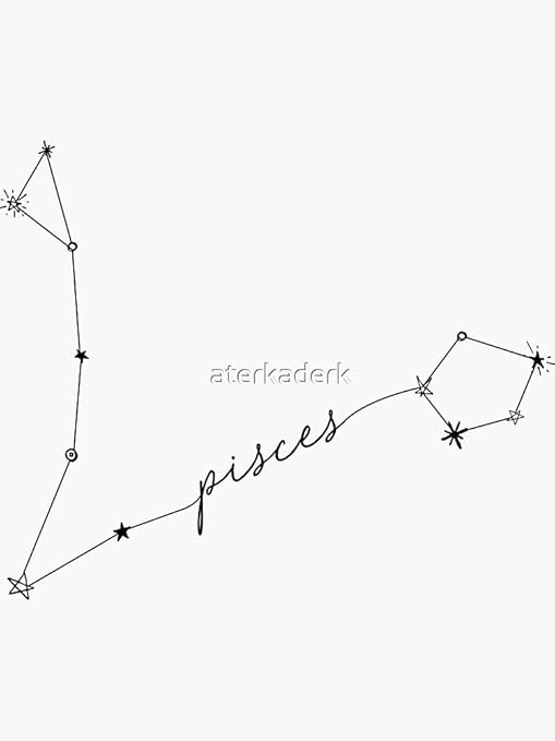 Pisces Zodiac Constellation Drawing Sticker - Sticker Graphic - Auto, Wall, Laptop, Cell, Truck Sticker for Windows, Cars, Trucks
