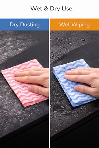 Image of Non Woven Reusable & Washable Kitchen Towel Roll | Ultra Absorbent, Antimicrobial & Anti Odour for Spotless Cleaning | Quick Dry Multi Purpose Hand or Machine Washable (4 Rolls, Upto 120 Pulls)