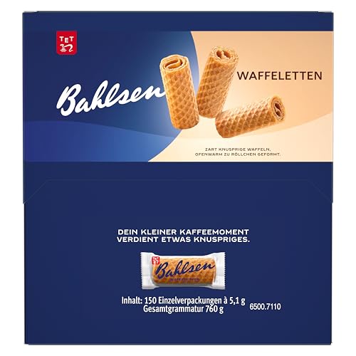 Bahlsen Waffeletten – Hauchdünne Waffelröllchen in Einzelpackungen im Thekenaufsteller – ca. 150 Stück, 760 g