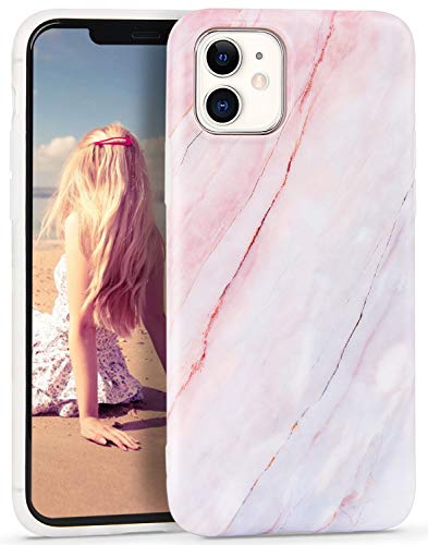 Imikoko - Funda de mármol para iPhone 11, silicona mate suave