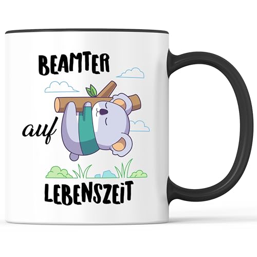 Kaffeebecher mit Spruch Beamter auf Lebenszeit Verbeamtung Referendariat - lustiges