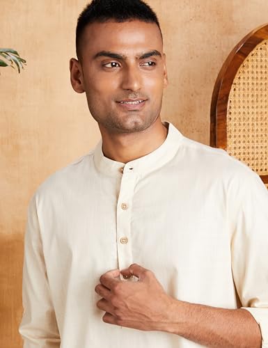 Image of Amazon Brand - Symbol Men's 100% Cotton Solid Long Length Casual Kurta - Regular Fit (Available in Plus Sizes)