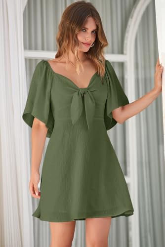Image of Dokotoo Womens Dresses 2026 Spring Summer Deep V Neck Elegant Cocktail Bow tie Mini Dress S-XL