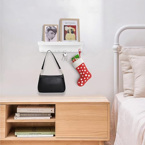 BINYI Colgador de Llaves para Pared Cuelga Llaves Pared Percheros Pared con Estante y 6 Ganchos Key Holder Wall Cuelgallaves Casa Llavero Pared para Entrada Salón Cocina Pasillo Oficina (Blanco) - imagen 3