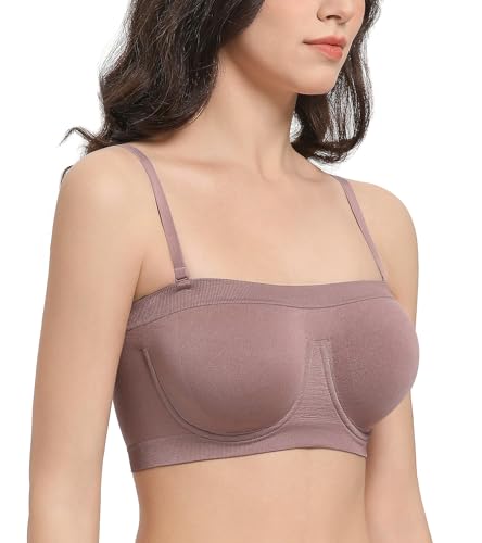 Image of Lemorosy Women's Invisible Seamless Non-Padded Underwire Bandeau Multiway T-Shirt Bra