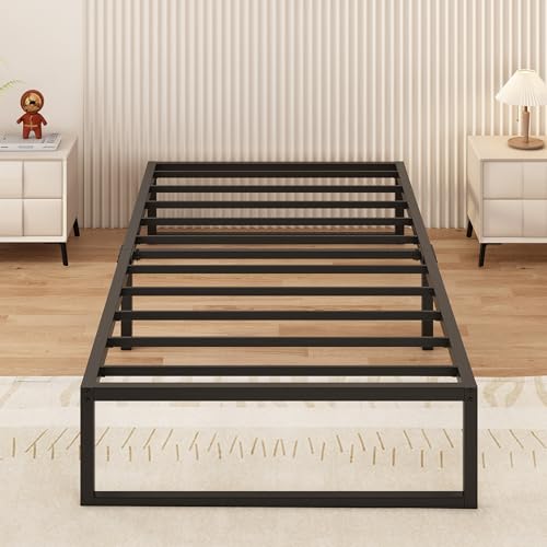 Yicensen Struttura Letto Singola 90x200 cm, Struttura Letto in Metallo, Supporto Solido, Facile da Montare, Design Silenzioso, Stile Moderno e Minimalista, Altezza 36 cm, Nero