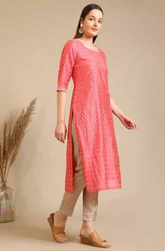 Image of Aurelia Women's Round Neck Embroidered Straight Chanderi Butti Kurta