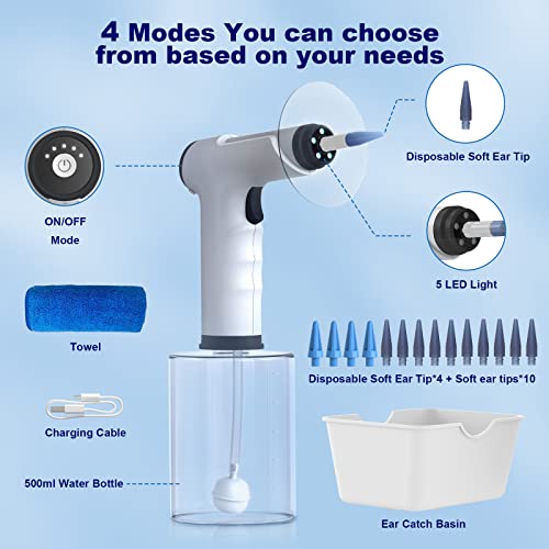 Electric Ear Wax Removal Kit With Softspray Safe And Effective Ear Cleaner With 4 Pressure Settings For Ear Wax Buildup Complete Ear Cleaning Irrigation Kit For Adults And Kids, Black #TOP3