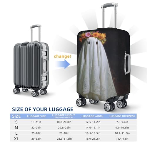 White Sheet Ghost With Flower Crown Elastic Travel Luggage Covers Dustproof Scratch-Resistant Suitcase Protector Fit 22-24 Inch4