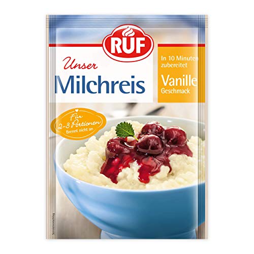 RUF Milchreis Vanille-Geschmack Reisbrei geeignet als Dessert Zwischenmahlzeit oder süße Hauptspeise fertig in 10 Minuten 1 x 125g