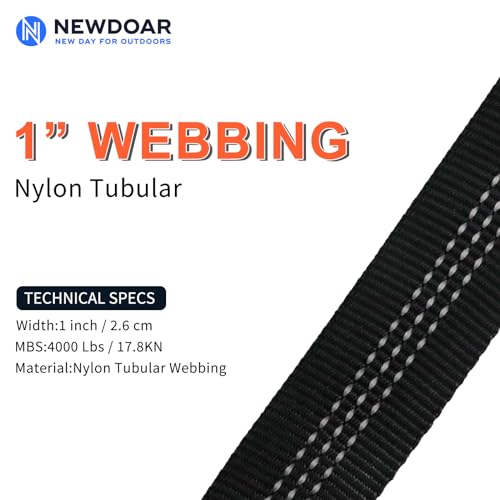 Image of NewDoar CE UIAA Certified 1 Inch Nylon Webbing Strap /Tubular Climbing Webbing - Heavy Duty Strap for Rescue, Climbing, Harnesses, Rock Work, & Firefighting