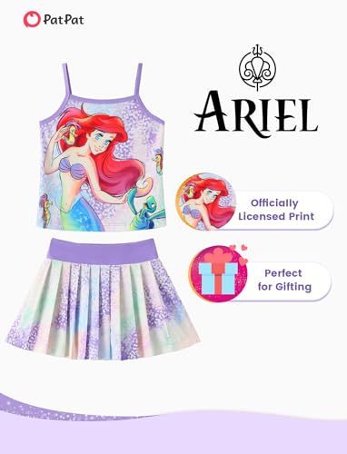Image of Disney Minnie Frozen Stitch Princess Toddler Girls' Tennis Skirt Sets Kids Athletic Camisole Top & Skort 2 Piece Outfit 2-9Y