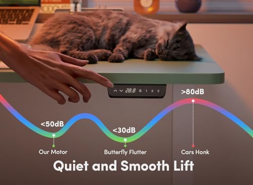 Image of FEZIBO Electric Standing Desk, 55 x 24 Inches Height Adjustable Stand up Desk, Sit Stand Home Office Desk, Computer Desk, Green