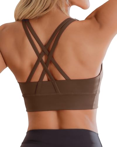 Image of Ama Larsi High Impact Strappy Sports Bra for Women | Padded Crisscross Back Supportive Running Yoga Workout Gym