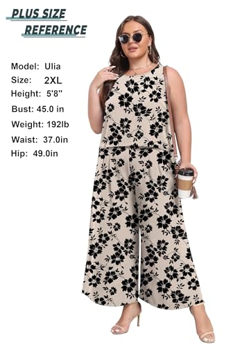 Lepunuo Womens Summer 2 Piece Outfits Sleeveless Crop Top Flowy Wide Leg Pants Matching Sets Vacation Beach Travel Outfits3