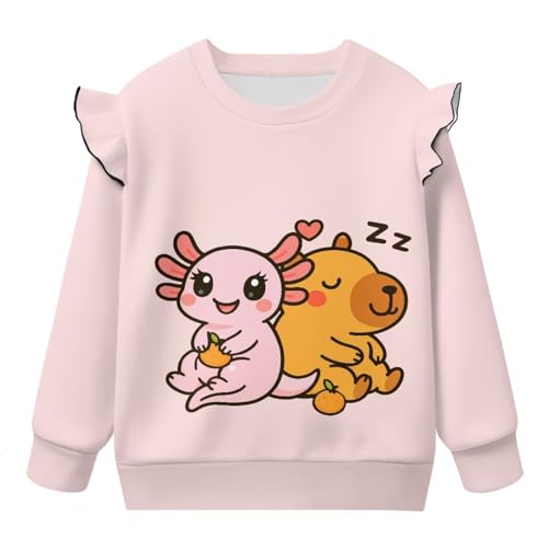 Girls Sweatshirt with Ruffle Long Sleeve Hoodies Crewneck Shirt Cloth for Toddler Kids