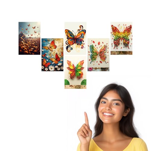Image of SiddArtify Vibrant Butterfly Art Print Set - Nature's Beauty in Warm - Cool Tones - Set of 2-4x6 Inch - Board (Pack of 6) - Sticker (Pack of 6) Wall Room Decoration art Poster Prints
