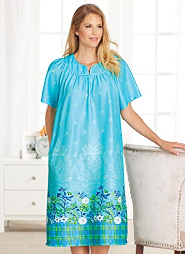 Image of AmeriMark Casual Women's Patio Muumuu House Dress Loose Comfortable Short Sleeve Sun Dress Lounger Gown Sleepwear for Ladies