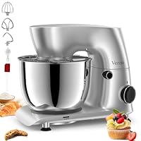 Vezzio Impastatrice Planetaria, 1500W Robot da Cucina Multifunzione, 5.5L 10 Velocit&agrave; Impastatrice Professionale con Frusta, Gancio per Impastare, Frusta per Dolci, Ciotola di Acciaio Inossidabile