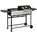 Outsunny 2-in-1 Gas BBQ and Plancha Grill, 12 kW 4+1 Burner Propane Gas Barbecue with Wheels, Warming Rack, Shelves, Thermometer, Bottle Opener for Garden Party Festival, Black