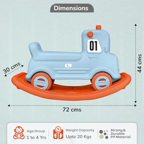 R for Rabbit Rock N Ride 3 in 1 Baby Push Ride-On Car with Rocker & Balance Board Mode | Non-Toxic, Durable and Safe Rocking Horse Rider for Kids 1-4 Years Age, Upto 20kgs Weight (Blue Orange) - Image 9