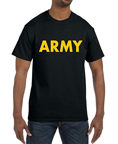 Lucky Ride Military Gear Black Army Short Sleeve T-Shirt with Gold Print3