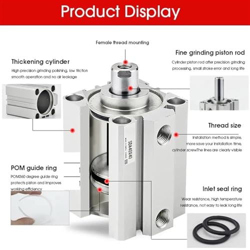 Cylindre pneumatique SDA double effet compact alésage 50 course 45