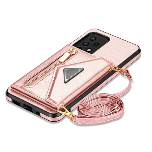 Étui Galaxy S24 Ultra portefeuille cuir rose à cordon pour garder les mains libres en voyage