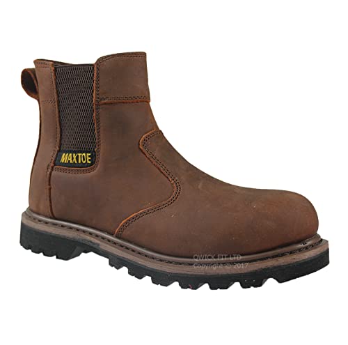 Maxtoe Mens Slip On & Zip Chelsea Dealer Safety Boots Goodyear Welted Work Boots Shoes Steel Toe Cap Size