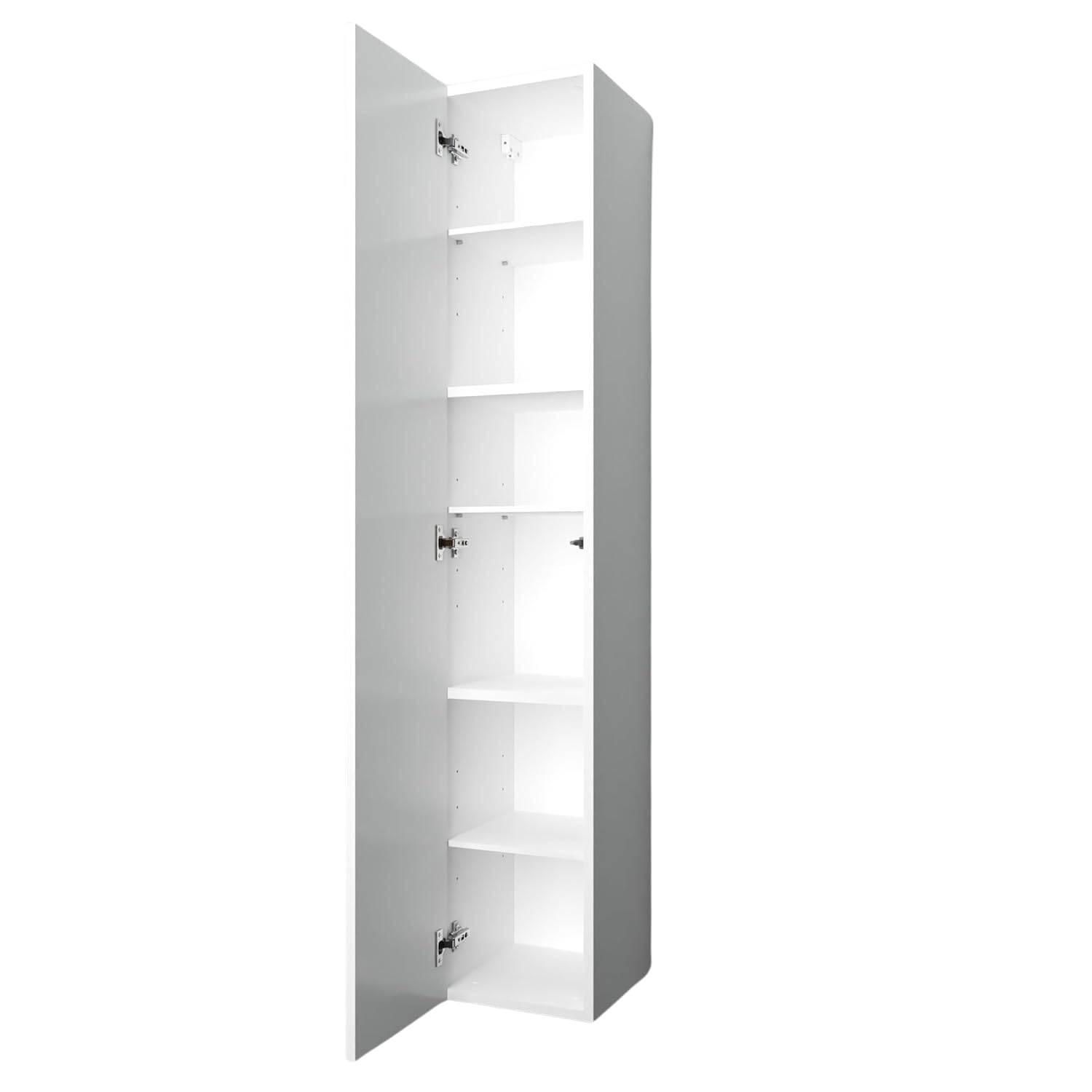 Armoire de Salle de Bain - Meuble Mural Pliable - Ouverture télescopique - Porte à Droite/Gauche - Blanc Mat/Blanc Brillant - Dimensions : 160 x 30 x 30 cm