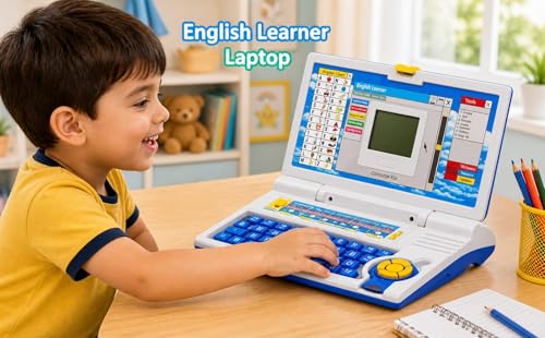 Image of Educational Kids Laptop Toy with Mouse,20 Learning Activities Computer for Kids 2-5 Years,ABC Alphabet Words Mathematics Music Logic Memory Tool Quiz Game Learning Machine for Boys Girls, Blue