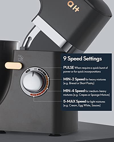 Stand-Mixer-81-Speed-Tilt-Head-600W-Kitchen-Electric-Mixer-with-5QT-Stainless-Steel-BowlPlanetary-Mixing-System-Dough-Hook-Flat-Beater-Whisk-Splash-Guard-Dishwasher-SafeGrey