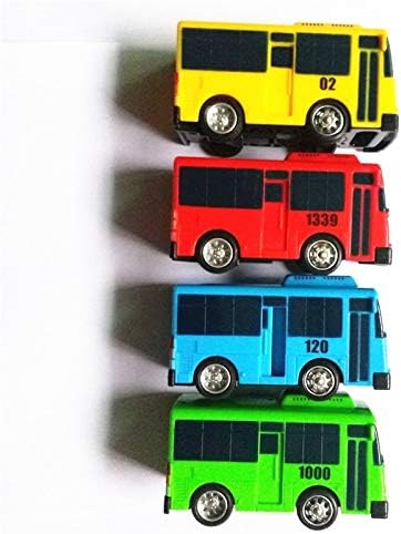 ZIETNAL Diecasts & Toy Vehicles - 4pcs/Set Korean Cartoon TAYO The Little Bus Araba Oyuncak Car Model Pull Back Toy Car Kids Brinquedo Birthday Gift Door Can Open 1 PCs