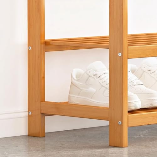 Banc intégré en bois massif pour ranger les chaussures