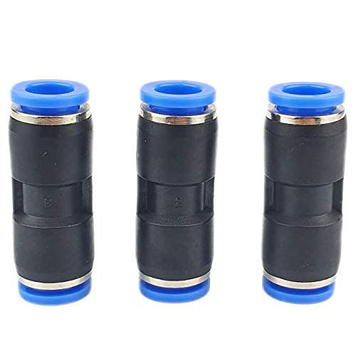 3 Stück gerade Pneumatik Steckverbinder - Steckanschluss für Luft & Wasser - Schnellsteckverbinder - Push In Fitting (6mm)
