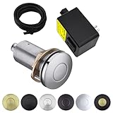 BESTILL Garbage Disposal Air Switch Kit - UL Listed, Brass 3.6' Long Push Button for Waste Disposer, Cordless Sink Top Switch Button, Polished Chrome, Compatible with all Garbage Disposals