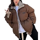 [1/2plus] [ニブンノイチプラス] 中綿 チェック ダウン (L, 茶)